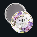 Any Wedding Gold Frame Purple Roses Anniversary  Magnet<br><div class="desc">An elegant any year wedding anniversary design with two gold frames and purple roses that can be personalised with your Anniversary details.</div>