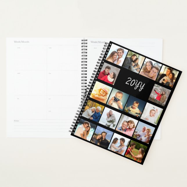 Any Year 18 Photo Collage Black Planner (Display)