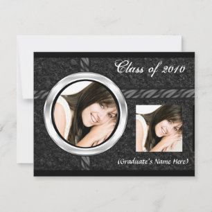 Any Year~ 2 Photo Black Graduation Announcement
