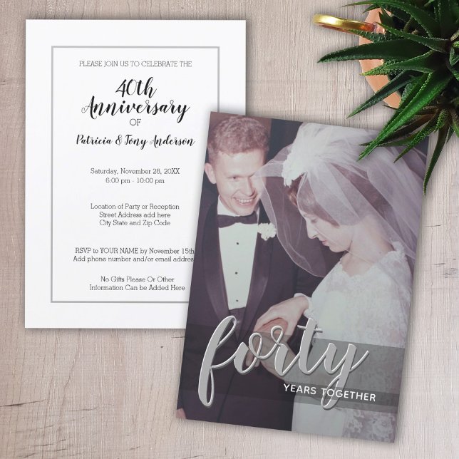 ANY YEAR - 40th Wedding Anniversary & Photo Invitation (Creator Uploaded)