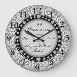 Any Year Anniversary Silver Large Clock