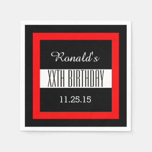 Any Year Birthday Black with Red Frame Custom A01Z Napkin