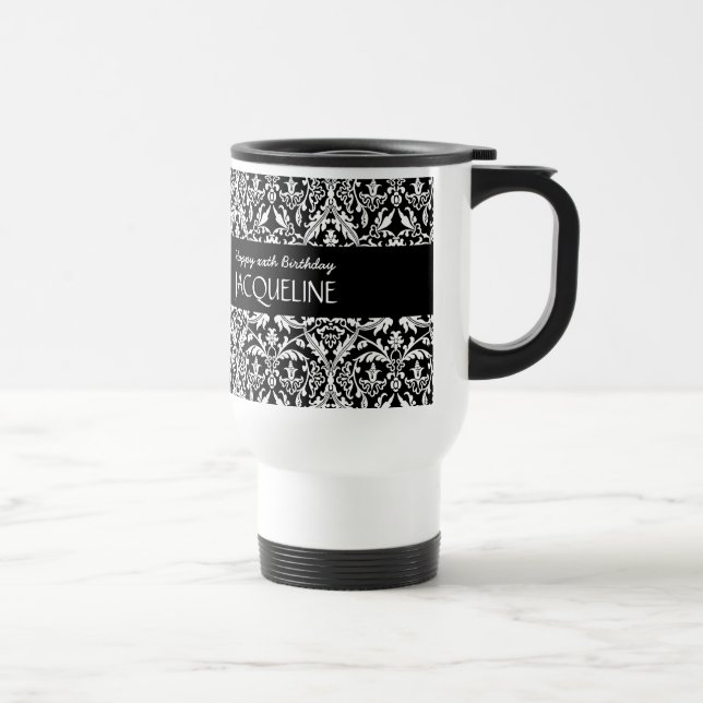 Any Year Birthday For Her Custom Colour Damask A01 Travel Mug (Right)