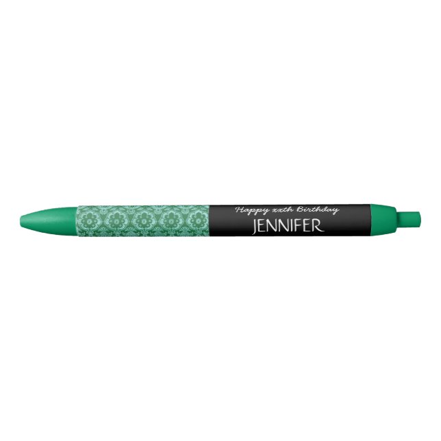 Any Year Birthday For Her Trendy Damask A22G Black Ink Pen (Front)