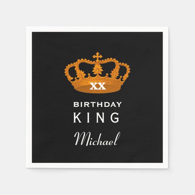 Any Year Birthday KING with Gold Crown A19A Napkin (Front)