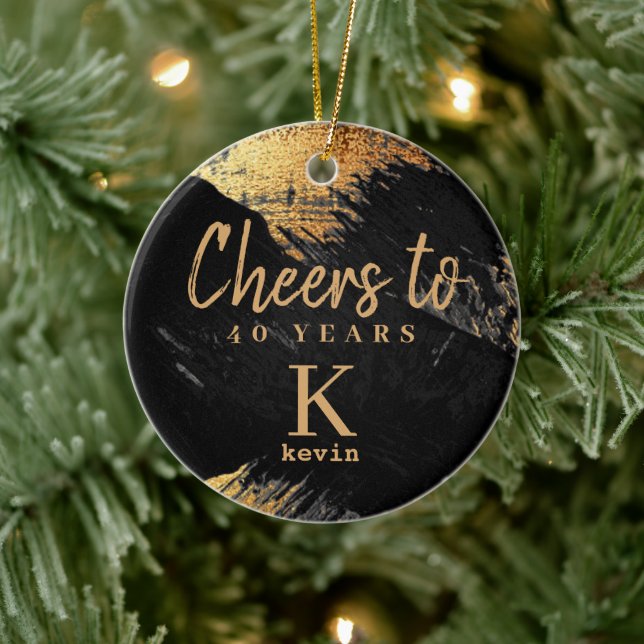 Any year birthday monogram name elegant ceramic tree decoration (Tree)