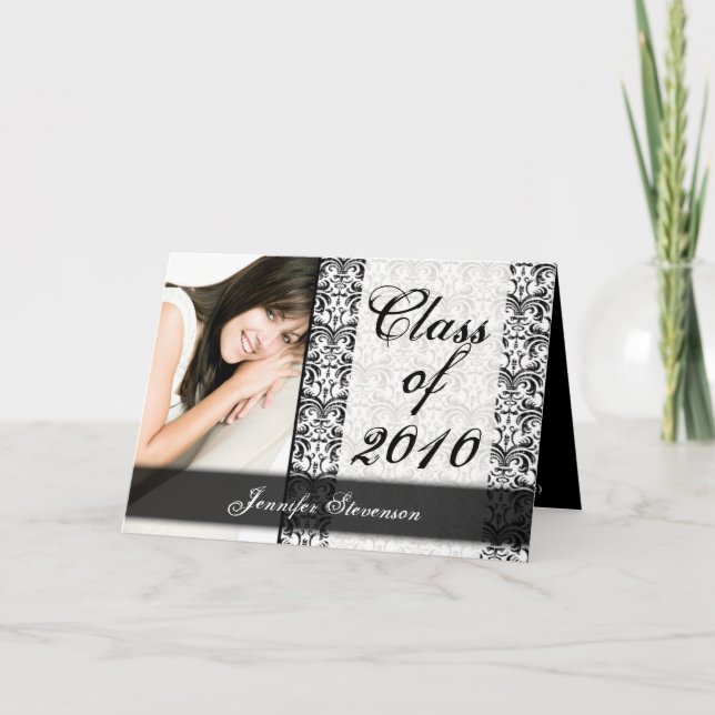 ANY YEAR Black and White Graduation Announcement (Front)