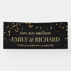 ANY YEAR Black Gold Wedding Anniversary Banner