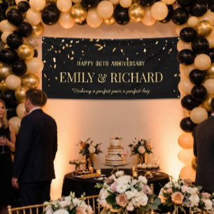 ANY YEAR Black Gold Wedding Anniversary Banner