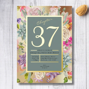 Any Year Blue Floral Birthday