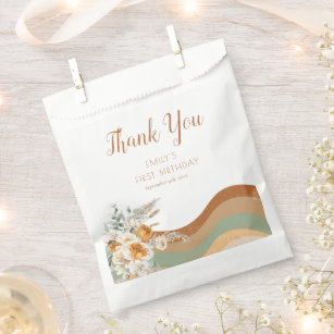 Any Year Bohemian Floral Terracotta First Birthday Favour Bags