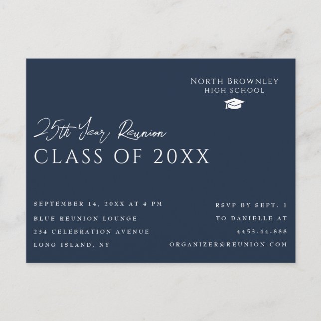 Any Year Class Reunion Design Invitation Postcard (Front)