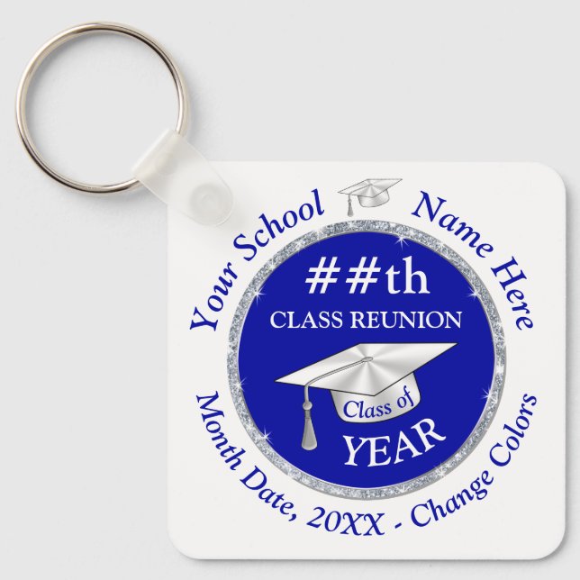 Any YEAR, Class Reunion Souvenirs, Change COLORS Key Ring (Front)