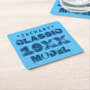 Any Year CLASSIC MODEL Grunge Text A05 Square Paper Coaster