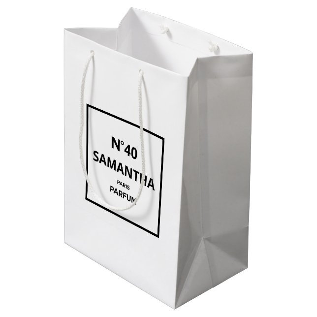 ANY YEAR Designer Perfume Bottle Birthday Medium Gift Bag (Back Angled)