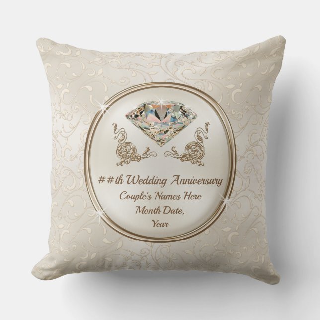 Any Year Diamond Wedding Anniversary Gift Ideas Cushion (Front)