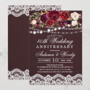 ANY YEAR - Floral Wedding Anniversary Invitation