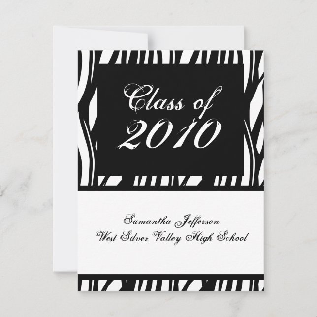 ANY YEAR Funky Black & White Graduation Invitation (Front)