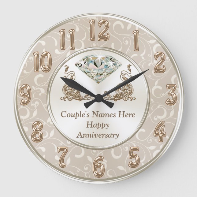 ANY YEAR Gorgeous Personalised Anniversary Gifts Large Clock (Front)