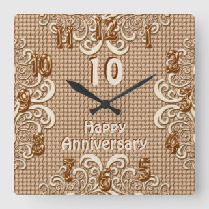 ANY YEAR Happy Anniversary Burlap and Lace Clocks