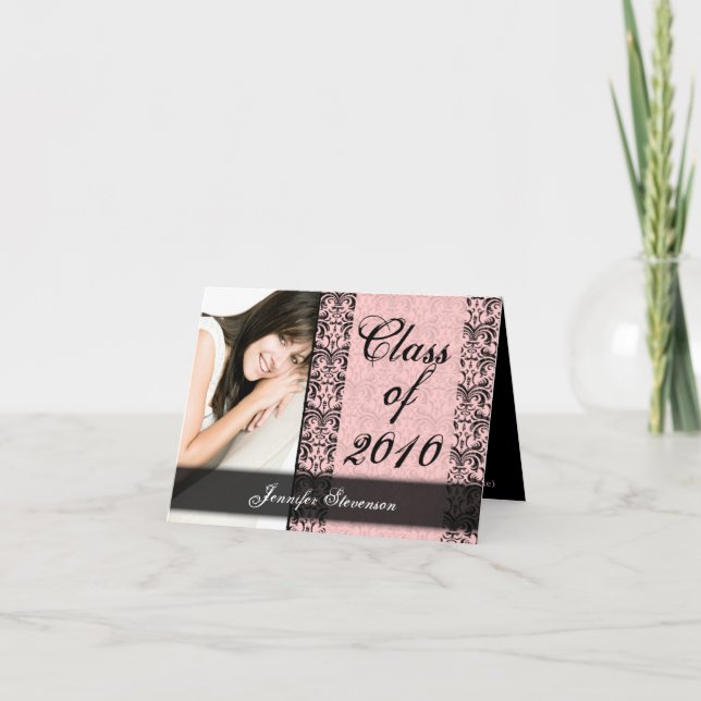 ANY YEAR Lacy Pink Graduation Card (Front)