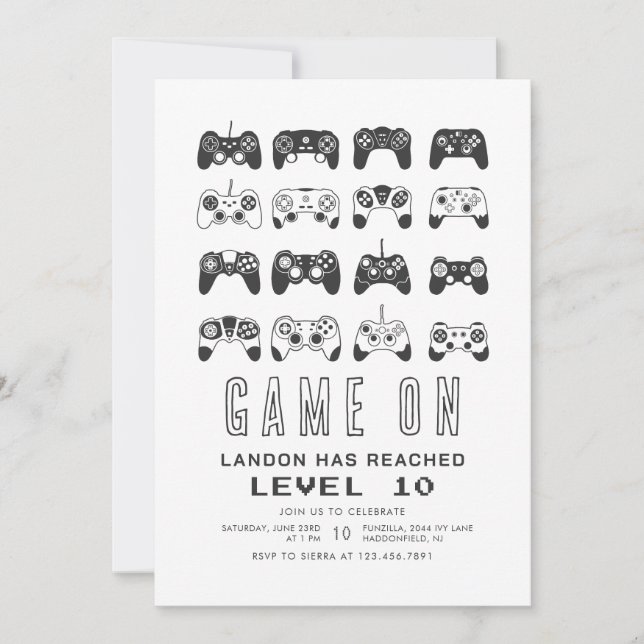Any Year Minimalist  Level Up Gamer Birthday  Invitation (Front)