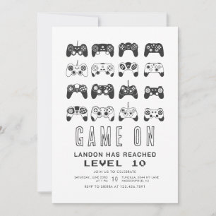 Any Year Minimalist  Level Up Gamer Birthday  Invitation