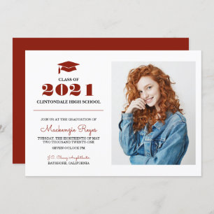 Any Year or Colour - Simple Photo Graduation  Invitation