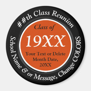 Any YEAR, Orange, Black, Class Reunion Souvenirs Magnet