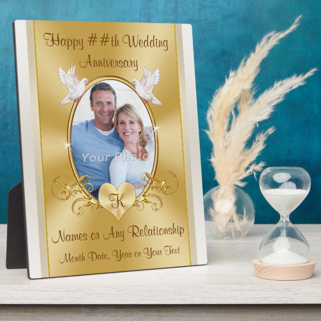 Any Year, Personalised Anniversary Gift Ideas Plaque (Side)