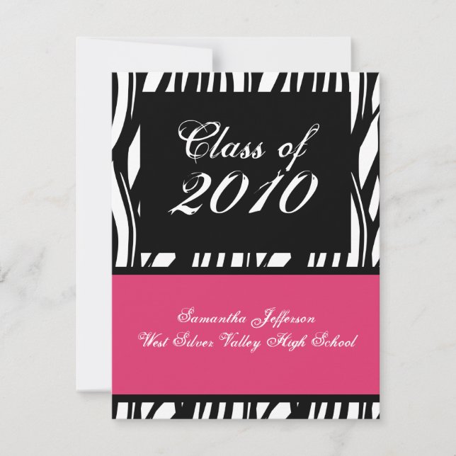 Any Year~ Pink Animal Print Graduation Invitation (Front)