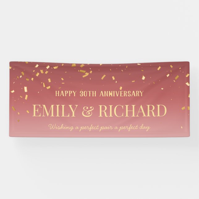 ANY YEAR Pink Gold Wedding Anniversary Banner (Horizontal)