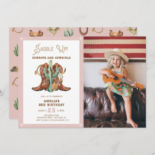Any Year Pink  Western Cowgirl Birthday Invitation