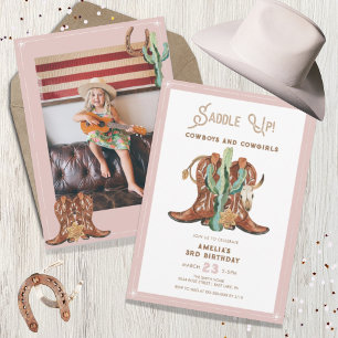 Any Year Pink Western Cowgirl Birthday Invitation