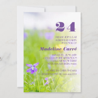 Any Year Purple Violet Birthday Party Celebration Invitation