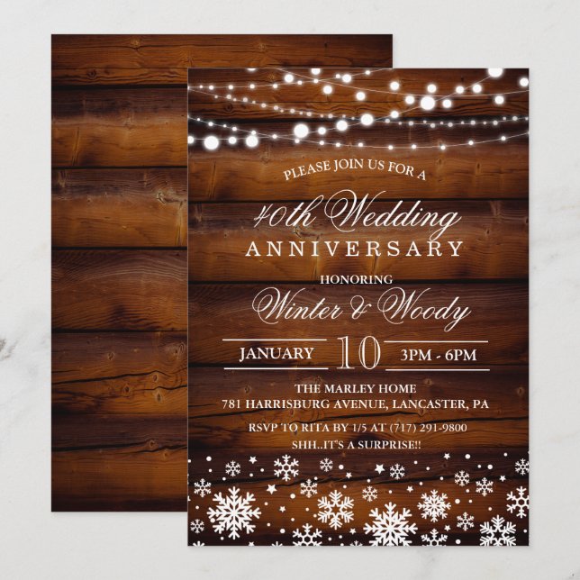 ANY YEAR - Rustic Wedding Anniversary Invitation (Front/Back)
