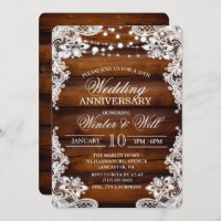 ANY YEAR - Rustic Wood Lace Retirement Invitation
