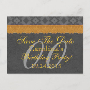 Any Year Save the Date Birthday Silver Gold v13 Announcement Postcard