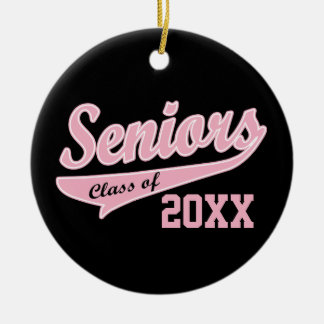 Any Year, Senior Class Pink/Black Graduation Ceramic Tree Decoration