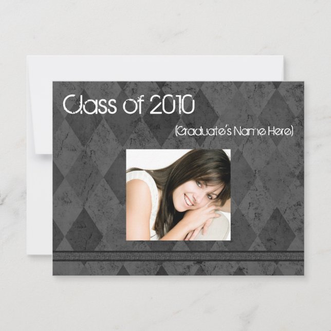 ANY YEAR Sleek Black Graduation Announcement (Front)
