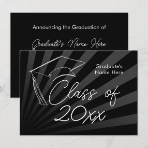 Any Year   Sleek Black Graduation Announcement