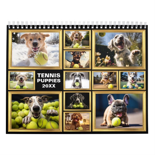 Any year 🎾 Tennis and 🐕Puppies  Calendar (Cover)