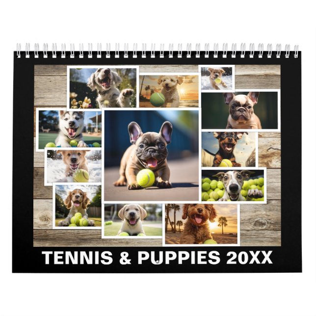 Any year Tennis and Puppies  Calendar (Cover)