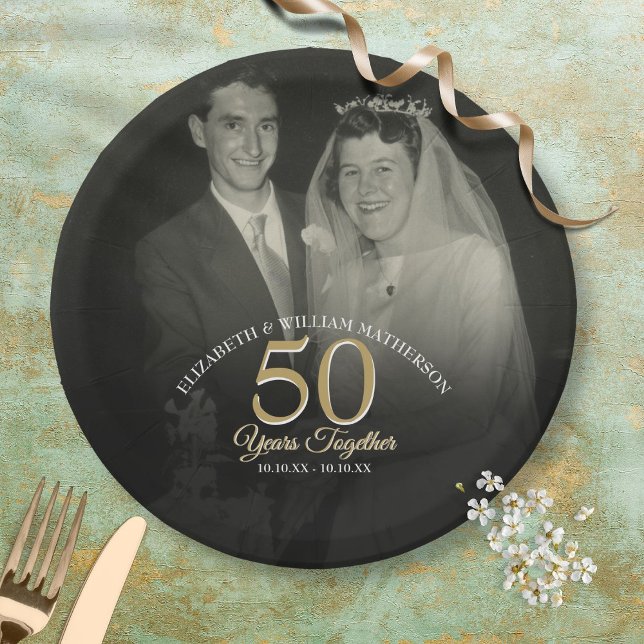 Any Year Together Wedding Anniversary Photo Paper Plate (Creator Uploaded)