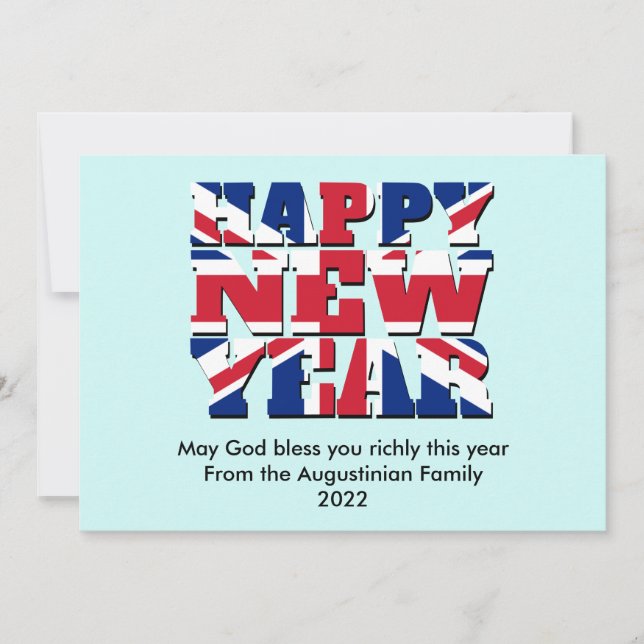 ANY YEAR Union Jack UK Christian HAPPY NEW YEAR Holiday Card (Front)