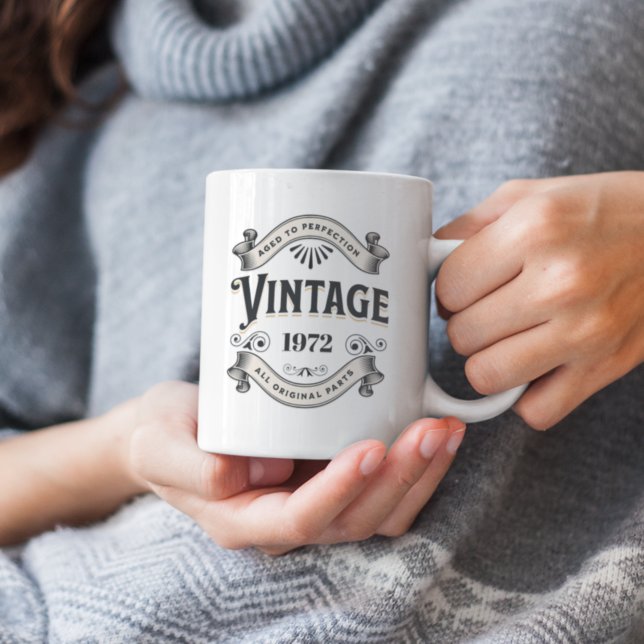 Any Year Vintage Birthday Two-Tone Coffee Mug (Creator Uploaded)