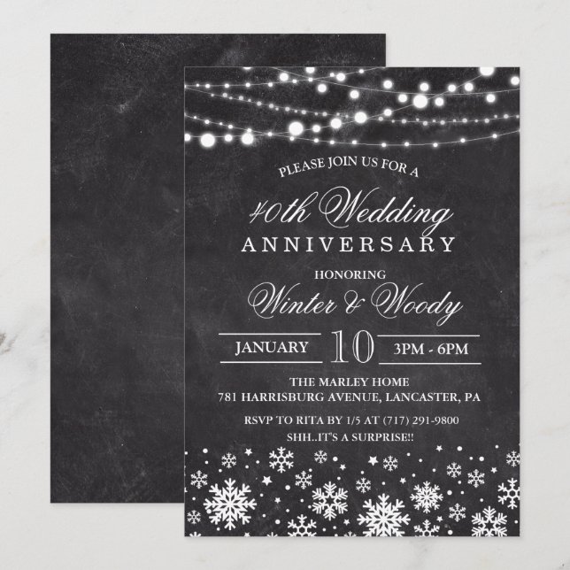 ANY YEAR - Wedding Anniversary Chalk Invitation (Front/Back)