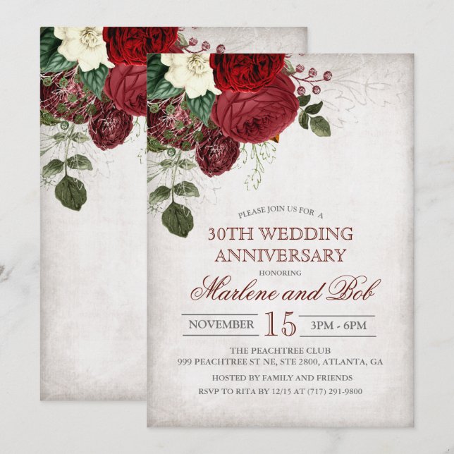 ANY YEAR - Wedding Anniversary Invitation (Front/Back)