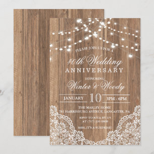 ANY YEAR - Wedding Anniversary Wood Invitation