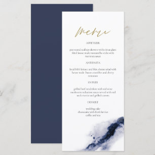 ANYA   Bohemian Navy Blue Watercolor Menu Card